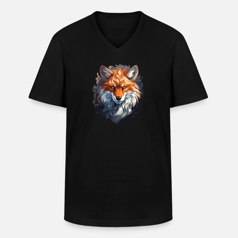 Fuchs - Illustration - Männer-T-Shirt mit V-Ausschnitt - Schwarz