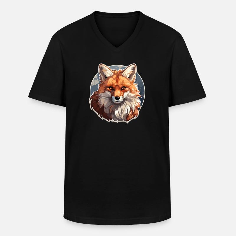Fuchs - Illustration - Männer-T-Shirt mit V-Ausschnitt - Schwarz