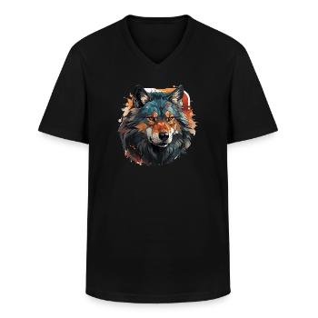 Wolf - Illustration - Männer-T-Shirt mit V-Ausschnitt - Schwarz - Vorne - AI Model Male 178 dark (178cm)