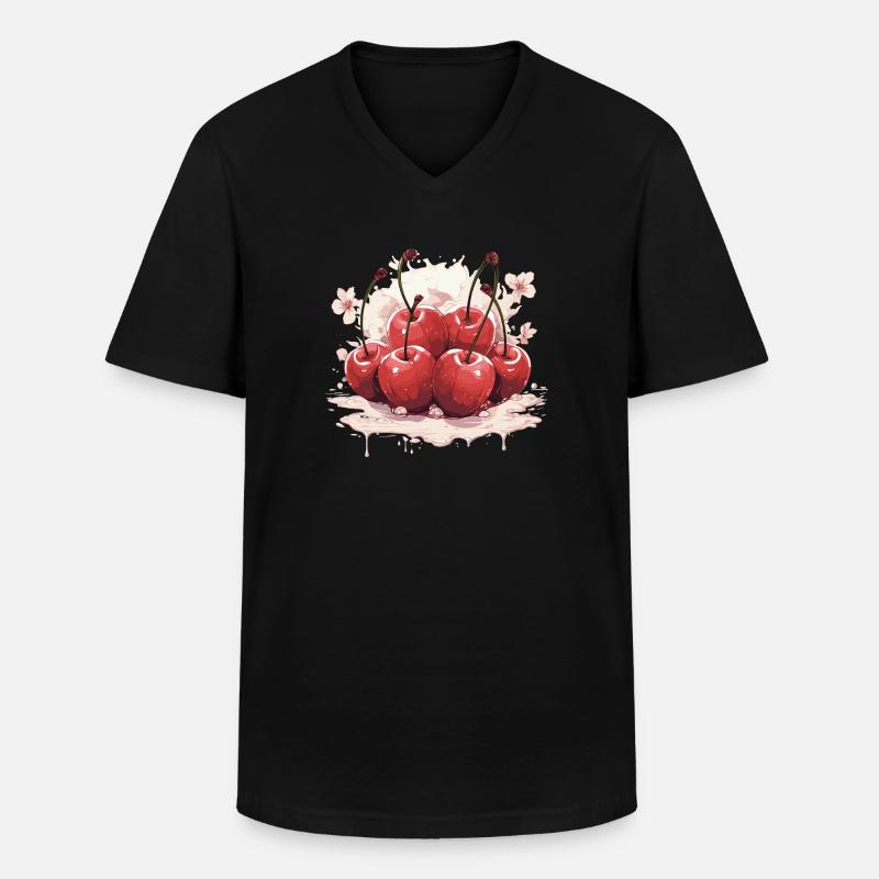 Kirsche - Illustration - Männer-T-Shirt mit V-Ausschnitt - Schwarz