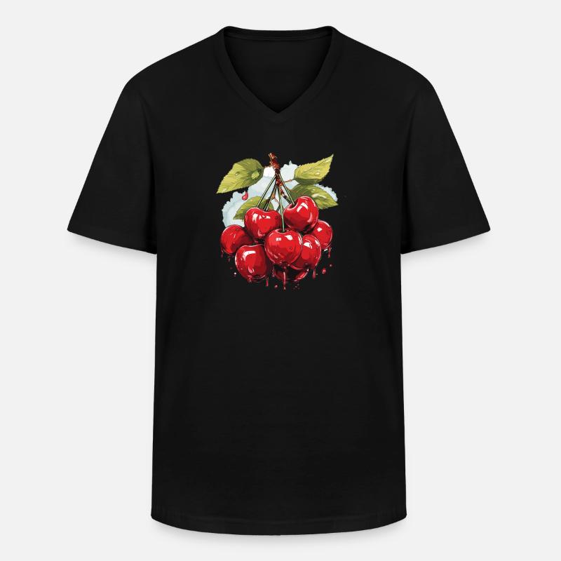 Kirsche - Illustration - Männer-T-Shirt mit V-Ausschnitt - Schwarz