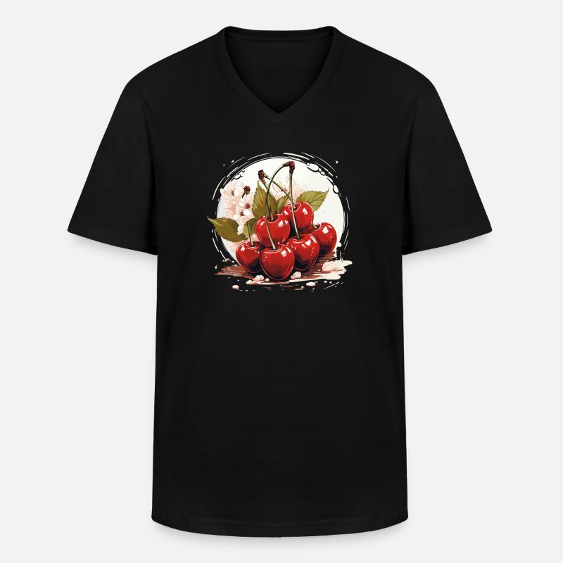 Kirsche - Illustration - Männer-T-Shirt mit V-Ausschnitt - Schwarz