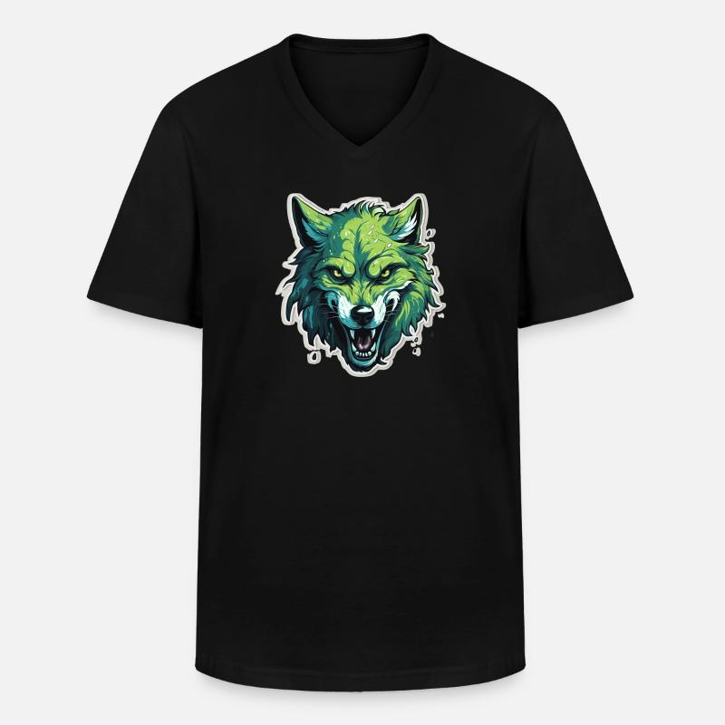 Wolf - Illustration - Männer-T-Shirt mit V-Ausschnitt - Schwarz