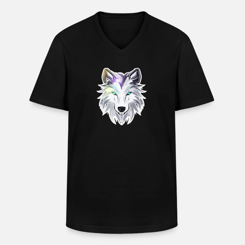 Wolf - Illustration - Männer-T-Shirt mit V-Ausschnitt - Schwarz