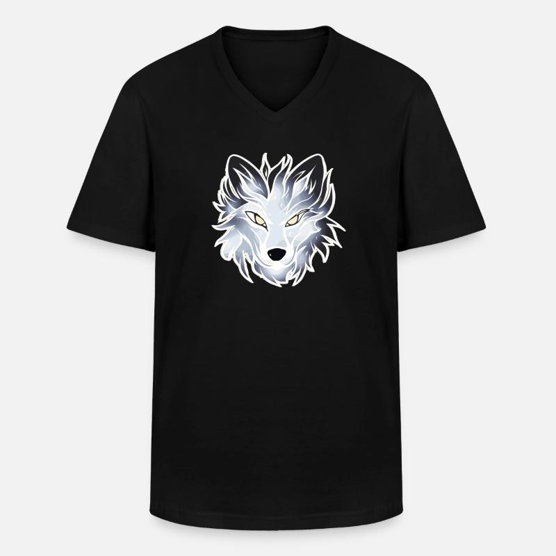 Wolf - Illustration - Männer-T-Shirt mit V-Ausschnitt - Schwarz