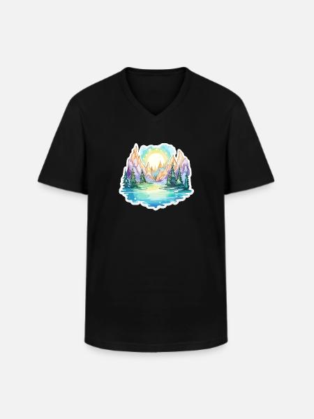 Paysage - Illustration - T-shirt col V Homme - noir