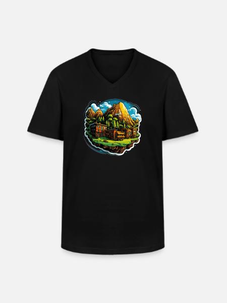 Paysage - Illustration - T-shirt col V Homme - noir