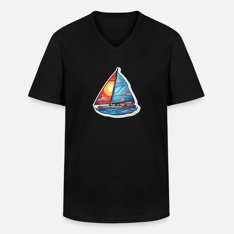 Segelboot - Illustration - Männer-T-Shirt mit V-Ausschnitt - Schwarz