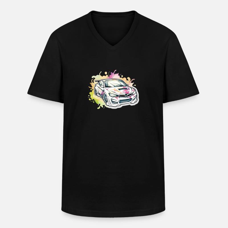 Auto - Illustration - Männer-T-Shirt mit V-Ausschnitt - Schwarz
