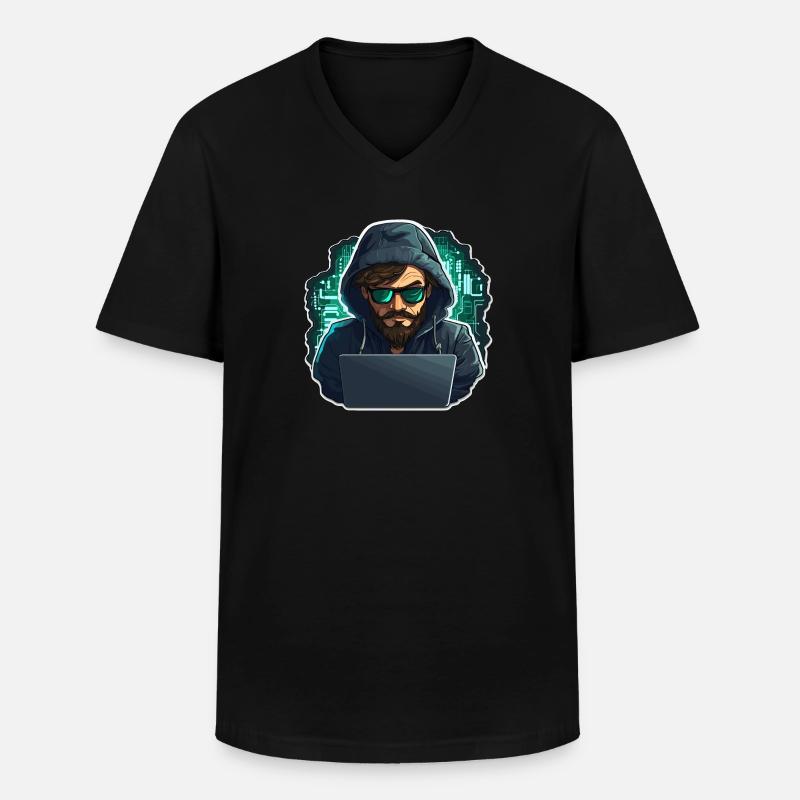 Ethical Hacker - Illustration - Männer-T-Shirt mit V-Ausschnitt - Schwarz