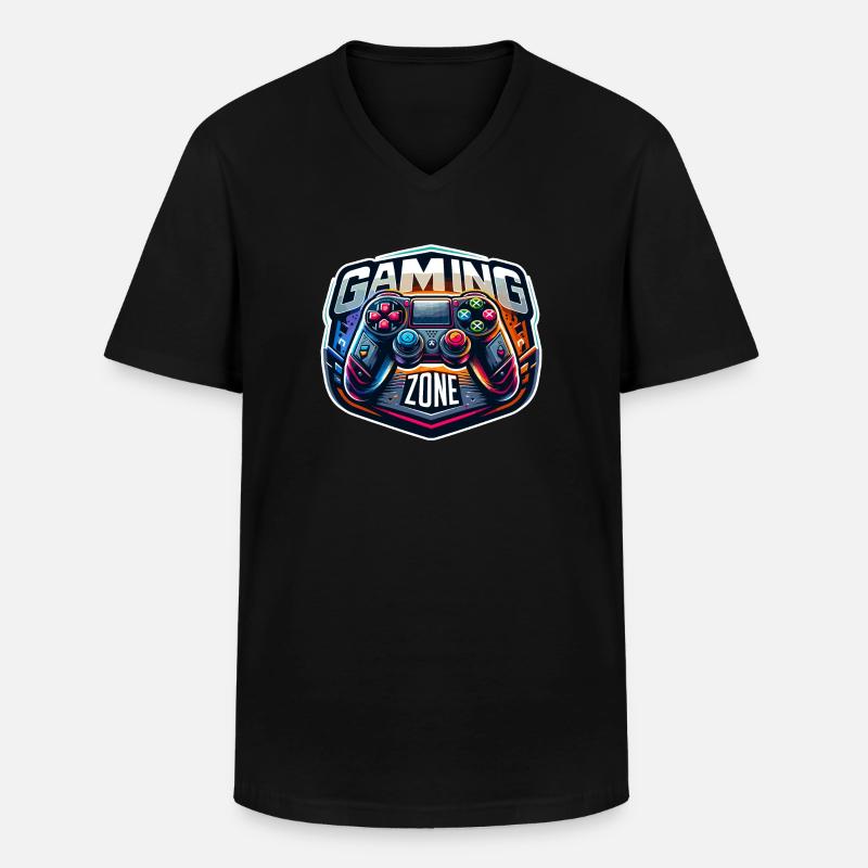 Gaming Zone - Controller Illustration - Männer-T-Shirt mit V-Ausschnitt - Schwarz