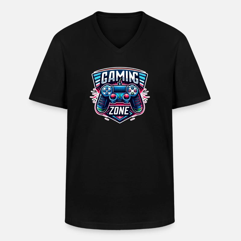 Gaming Zone - Controller Illustration - Männer-T-Shirt mit V-Ausschnitt - Schwarz
