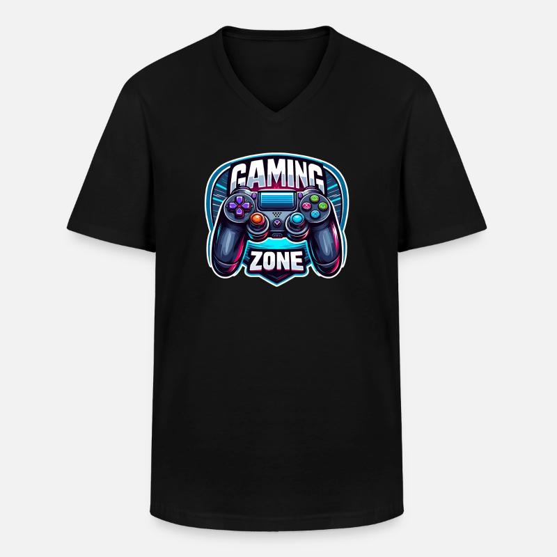 Gaming Zone - Controller Illustration - Männer-T-Shirt mit V-Ausschnitt - Schwarz