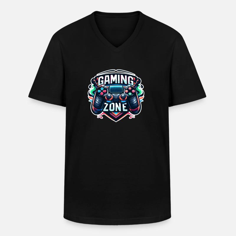 Gaming Zone - Controller Illustration - Männer-T-Shirt mit V-Ausschnitt - Schwarz