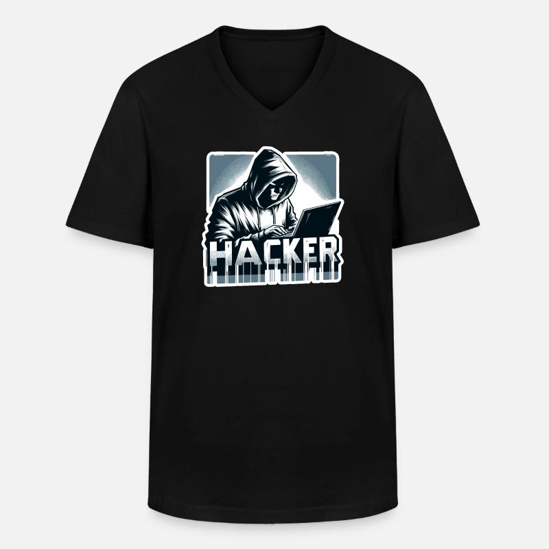 Hacker - Illustration - Männer-T-Shirt mit V-Ausschnitt - Schwarz