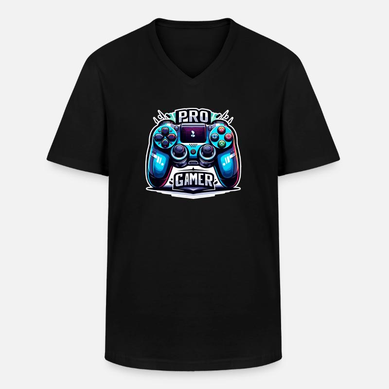 Pro Gamer - Controller Illustration - Männer-T-Shirt mit V-Ausschnitt - Schwarz