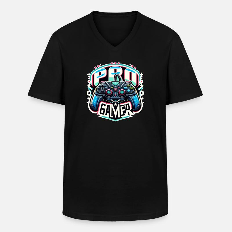 Pro Gamer - Controller Illustration - Männer-T-Shirt mit V-Ausschnitt - Schwarz