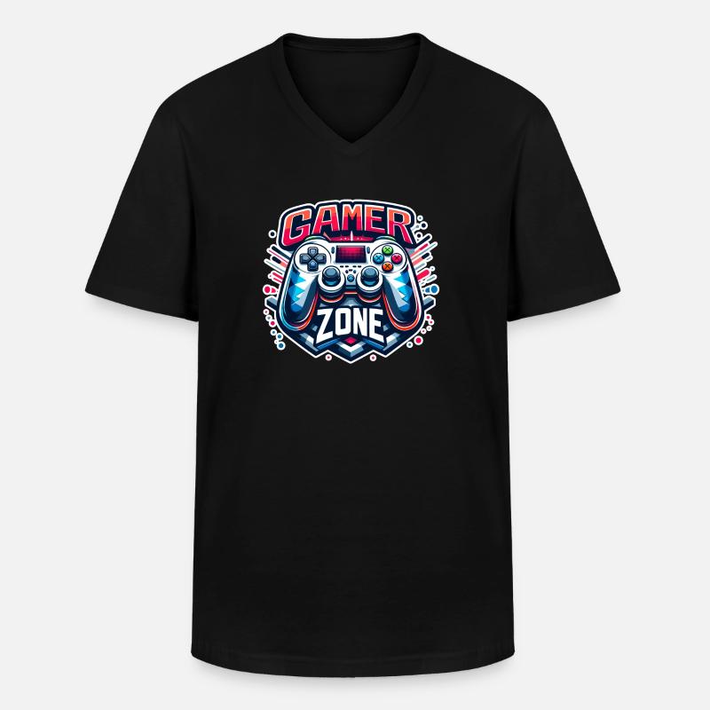 Gamer Zone - Controller Illustration - Männer-T-Shirt mit V-Ausschnitt - Schwarz