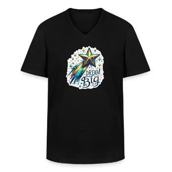 Dream Big - Shooting Star Illustration - Men's V-Neck T-Shirt - black - Front - AI Model Male 178 dark (178cm)