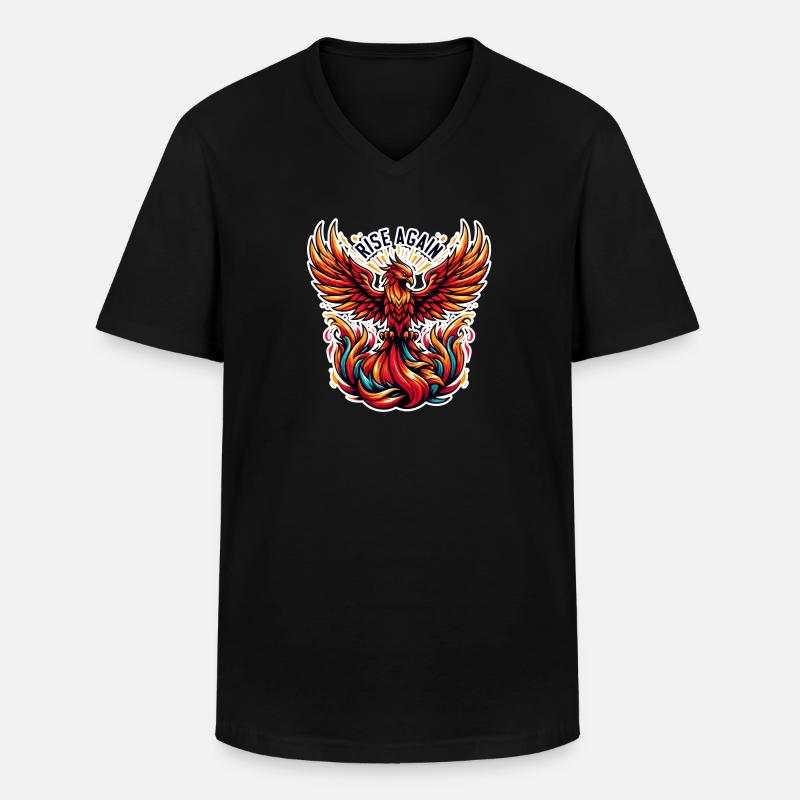 Rise Again - Phönix Illustration - Männer-T-Shirt mit V-Ausschnitt - Schwarz