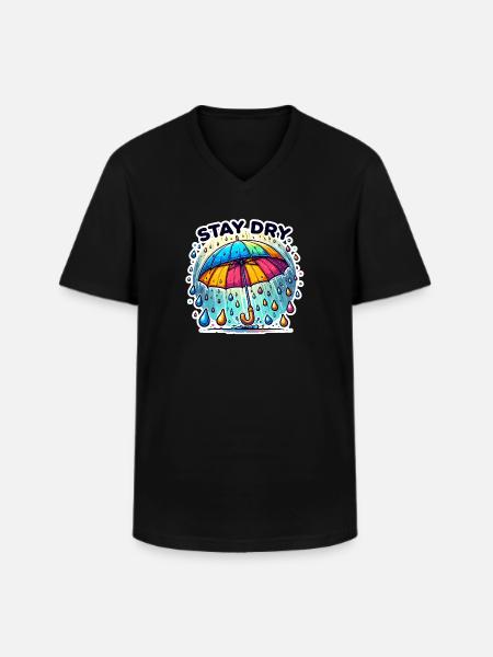 Stay Dry - Umbrella Illustration - Men's V-Neck T-Shirt - black
