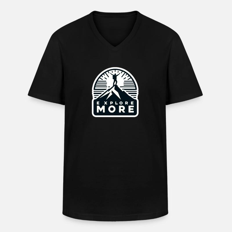 Explore more - Wanderer - Männer-T-Shirt mit V-Ausschnitt - Schwarz