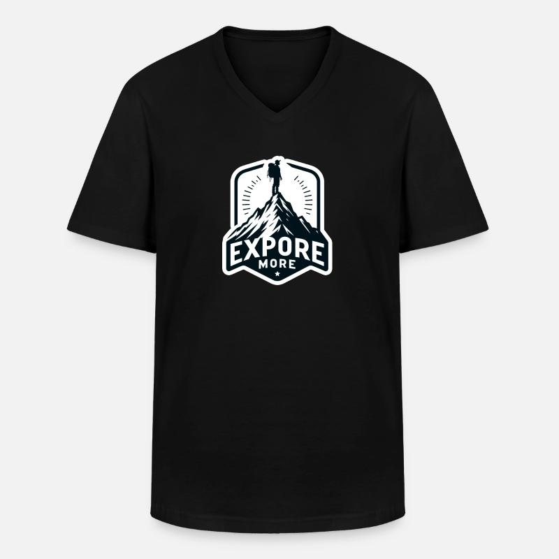 Explore more - Wanderer - Männer-T-Shirt mit V-Ausschnitt - Schwarz