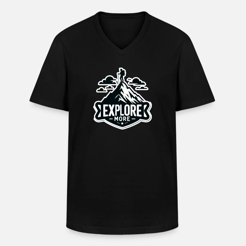 Explore more - Wanderer - Men's V-Neck T-Shirt - black