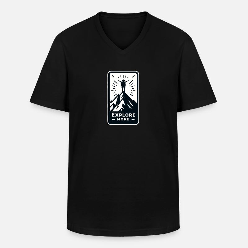 Explore more - Wanderer - Männer-T-Shirt mit V-Ausschnitt - Schwarz