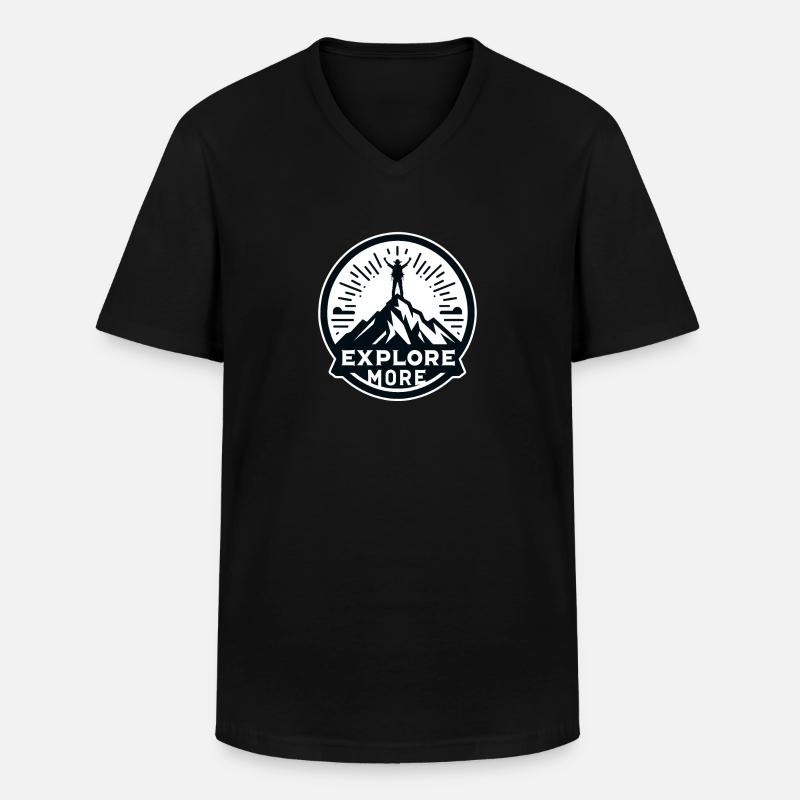 Explore more - Wanderer - Männer-T-Shirt mit V-Ausschnitt - Schwarz