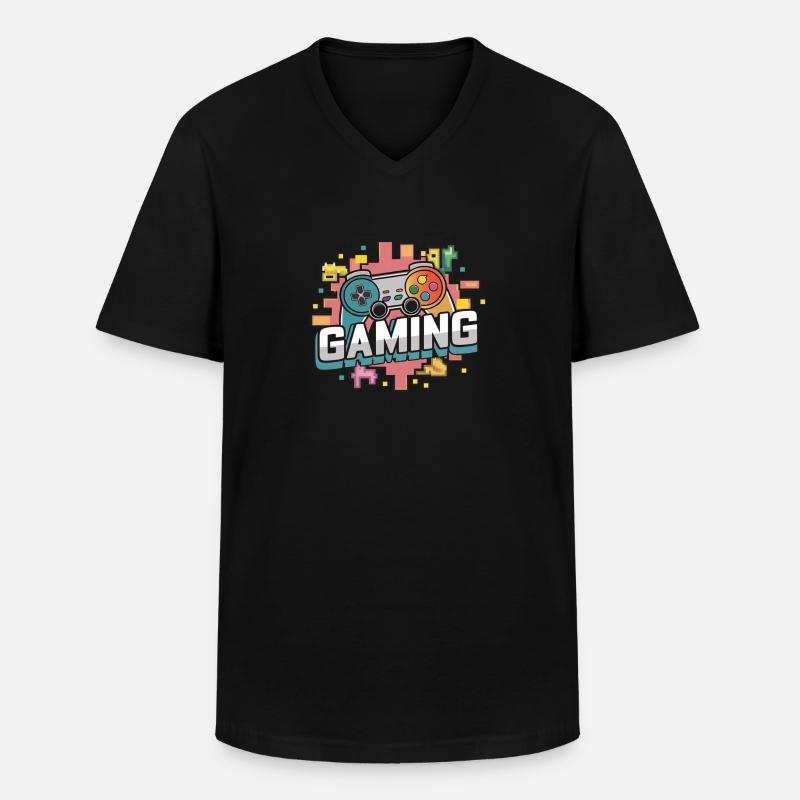 Gaming - Controller - Männer-T-Shirt mit V-Ausschnitt - Schwarz