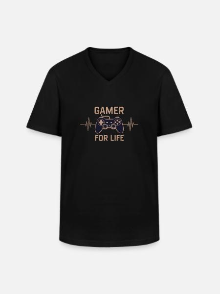 Gamer for life - Men's V-Neck T-Shirt - black
