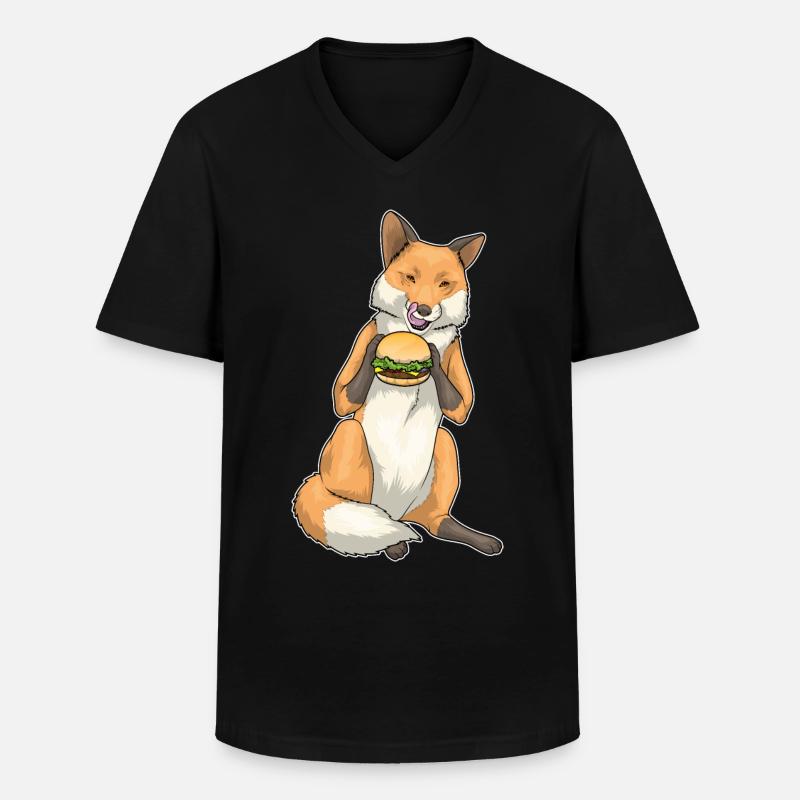 Fuchs Burger - Männer-T-Shirt mit V-Ausschnitt - Schwarz