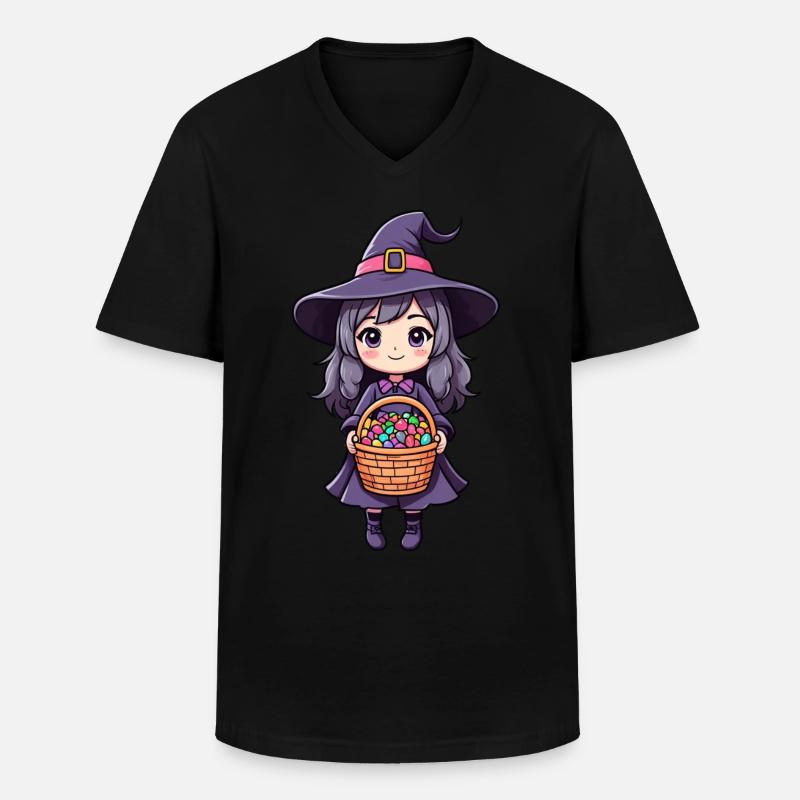 Süßes Hexenmädchen - Männer-T-Shirt mit V-Ausschnitt - Schwarz