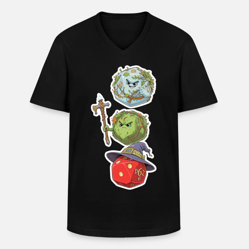 Würfel Magier, Zauberer & Druide – Fantasy Dice - Männer-T-Shirt mit V-Ausschnitt - Schwarz