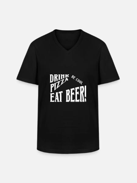 Drink Pizza Eat Beer - Men's V-Neck T-Shirt - black