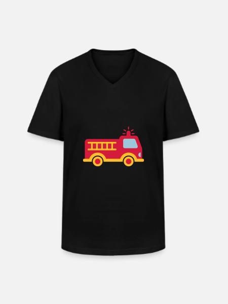 Feuerwehrauto mit Leiter - Männer-T-Shirt mit V-Ausschnitt - Schwarz