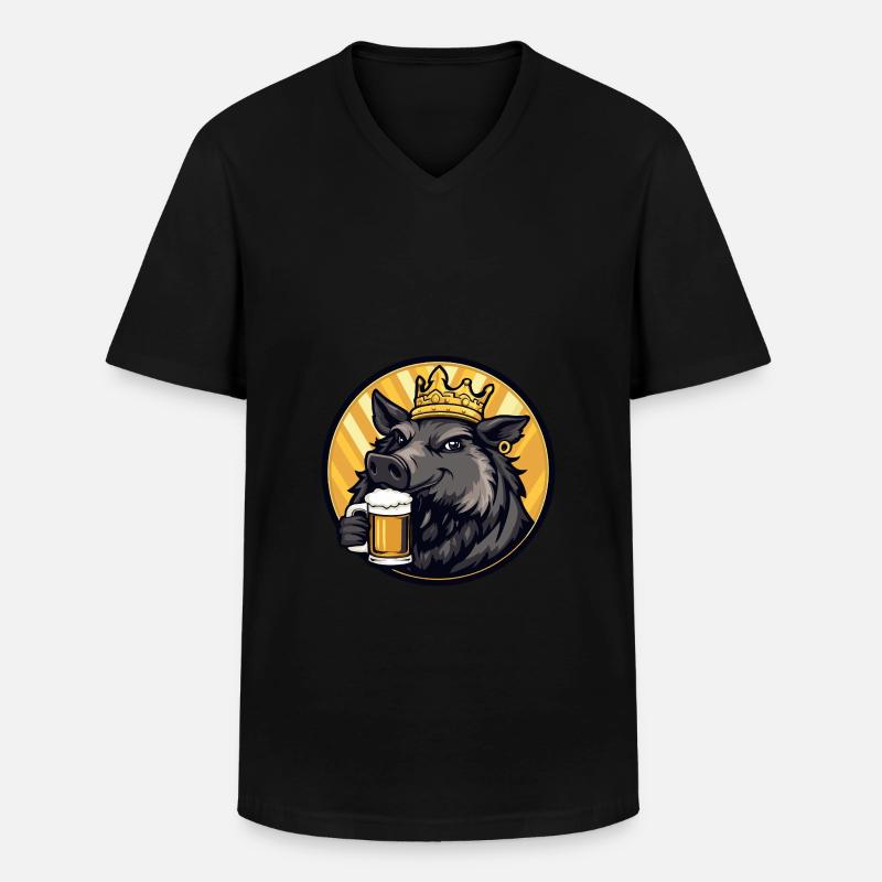 Schwein Bier Wildschwein - Männer-T-Shirt mit V-Ausschnitt - Schwarz