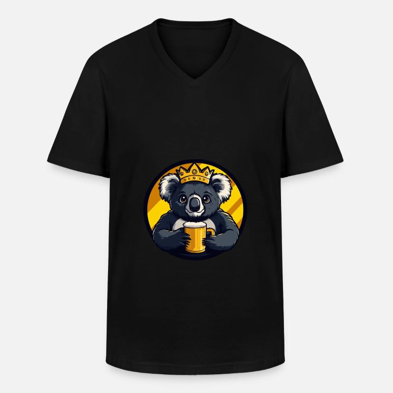 Koala Bier - Männer-T-Shirt mit V-Ausschnitt - Schwarz