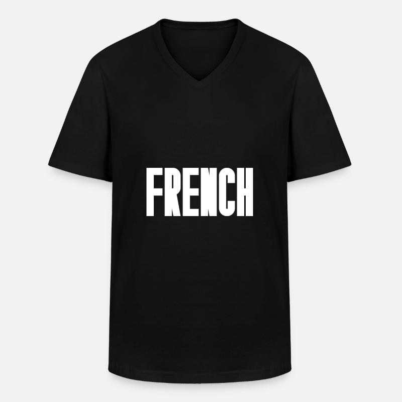 French - Männer-T-Shirt mit V-Ausschnitt - Schwarz