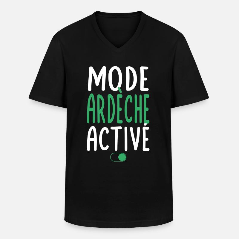 Mode Ardèche Activé - Idée Cadeau - T-shirt col V Homme - noir