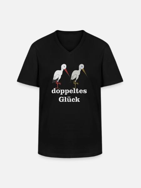 storchenpaar doppeltes glück - Männer-T-Shirt mit V-Ausschnitt - Schwarz