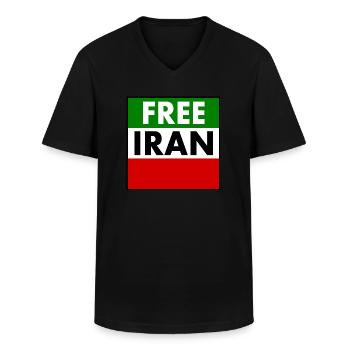 Free iran - Männer-T-Shirt mit V-Ausschnitt - Schwarz - Vorne - AI Model Male 178 dark (178cm)