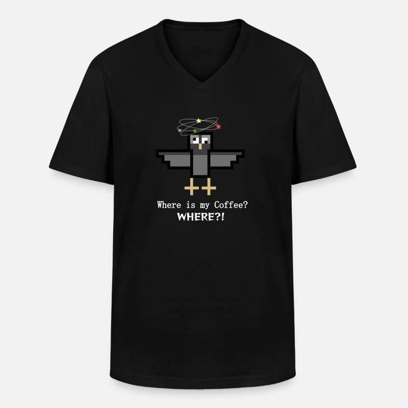 Kaffee-Taube - Männer-T-Shirt mit V-Ausschnitt - Schwarz