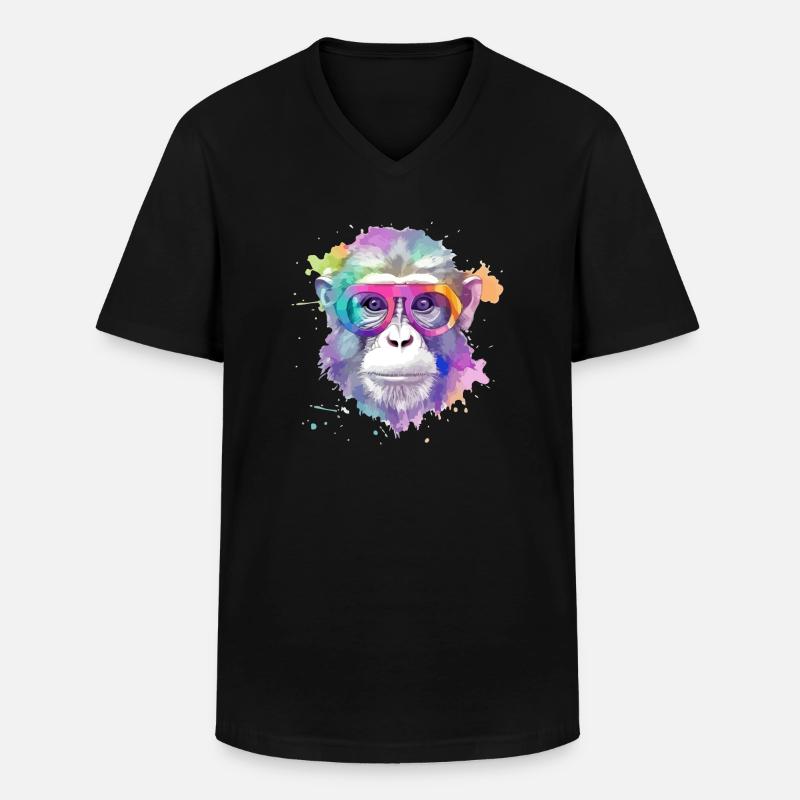 Koki der Schimpanse - Männer-T-Shirt mit V-Ausschnitt - Schwarz