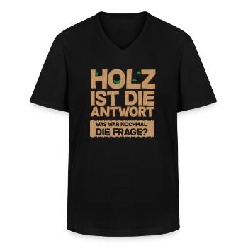 Holz ist die Antwort Forstwirt Holz machen - Männer-T-Shirt mit V-Ausschnitt - Schwarz - Vorne - AI Model Male 178 dark (178cm)