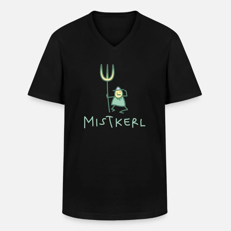 Kerl mit Mistgabel (b) - Männer-T-Shirt mit V-Ausschnitt - Schwarz