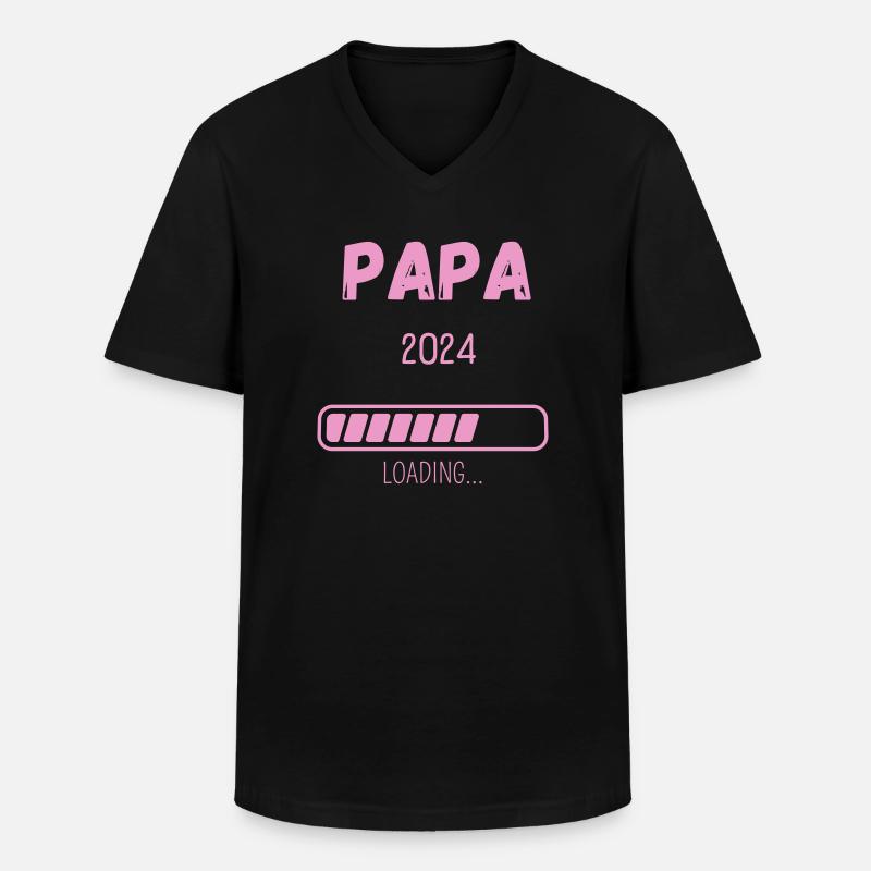 Papa 2024 Loading... - Männer-T-Shirt mit V-Ausschnitt - Schwarz