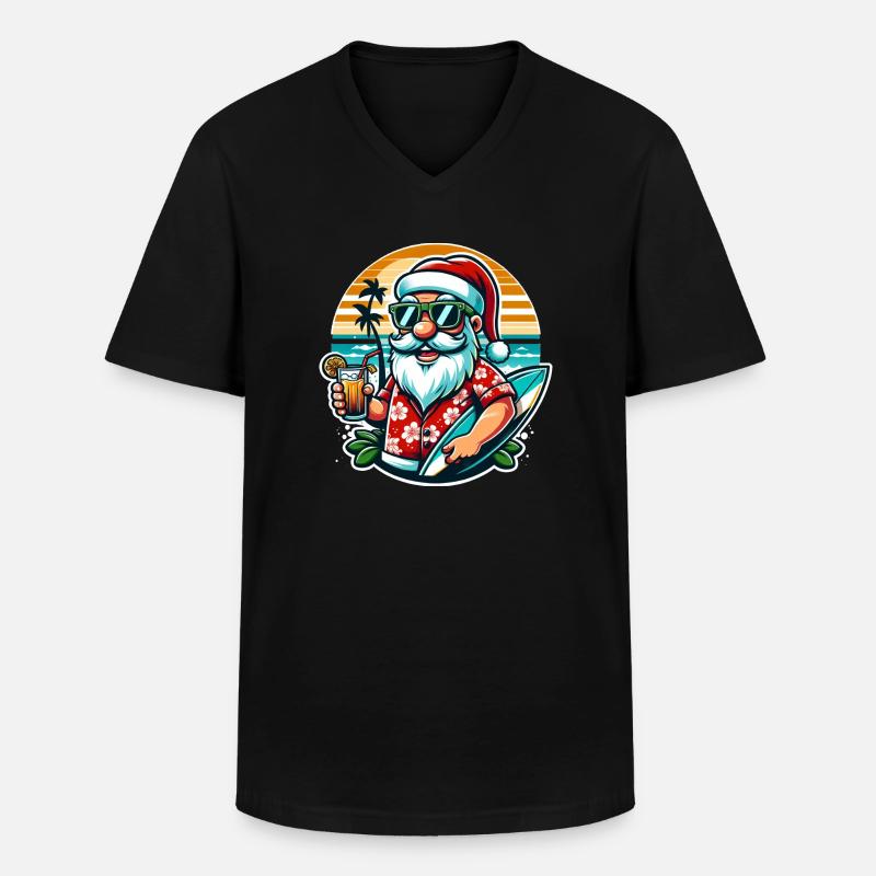 Weihnachtsmann Sommer - Männer-T-Shirt mit V-Ausschnitt - Schwarz