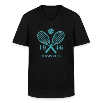 1946 Tennis Club - Men's V-Neck T-Shirt - black - Front - AI Model Male 178 dark (178cm)